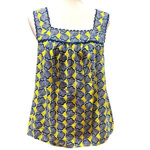 Boden blue and yellow square neck summer top size 10